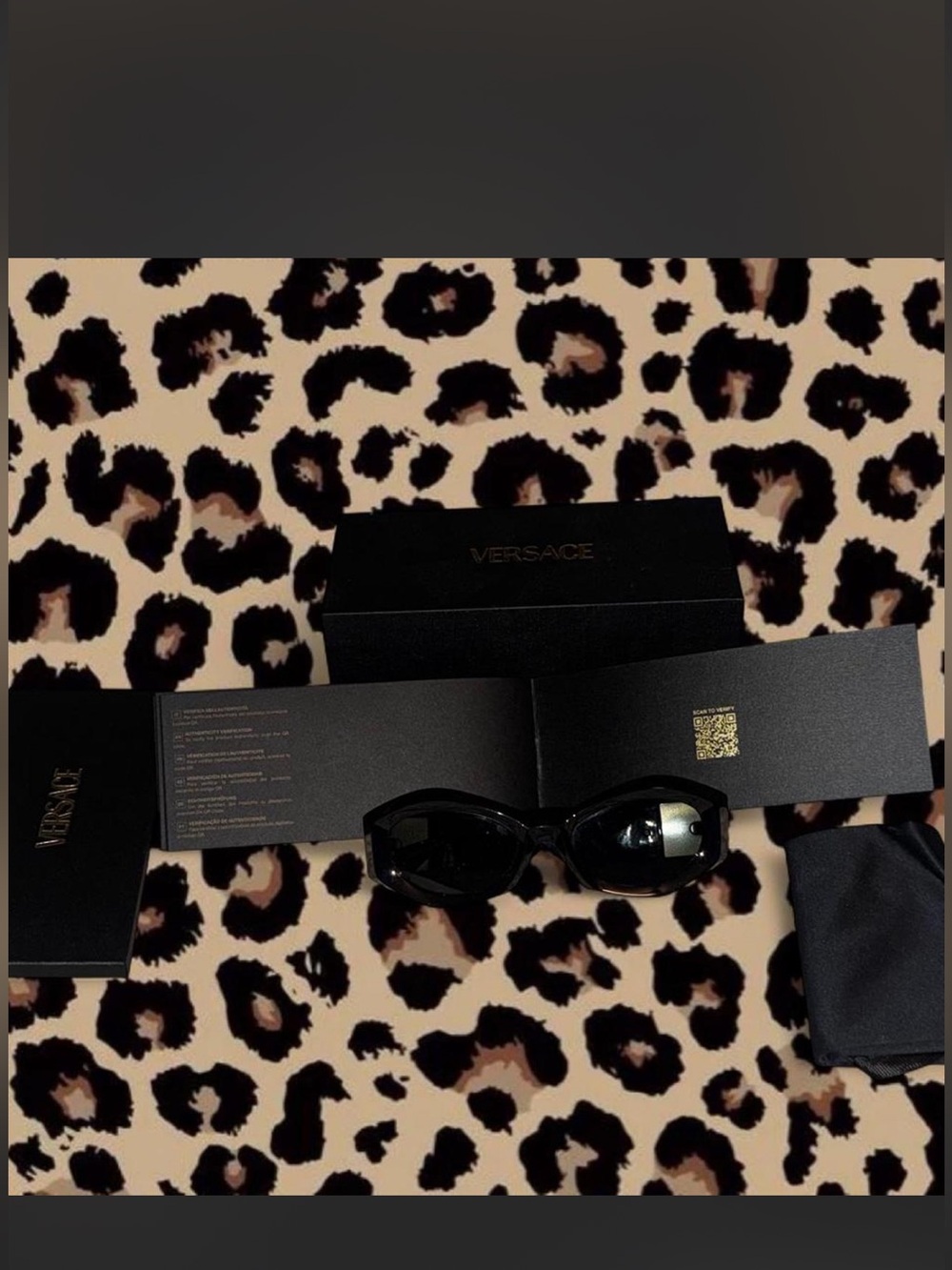 Versace Black Gloss Cat-Eye Sunglasses VE3641